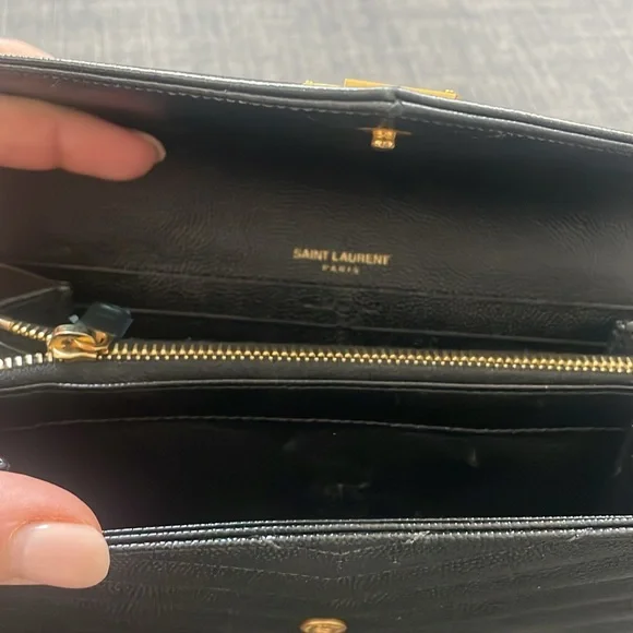 YSL Matelasse Chevron Flap Wallet Black - Picture 5 of 6